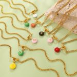 Color Dopamine Imitation Candy Beanie 26 Letter Pendant Knotted Necklace Stainless Steel Clavicle Chain
