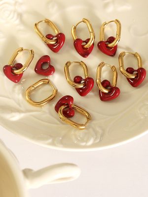 Korean Style Sweet Cool Design Temperament Wild Hollow Heart Necklace Beautiful Elegant Earrings Jewelry Set