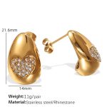 color: EH721WEG White Rhinestone Gold Earrings