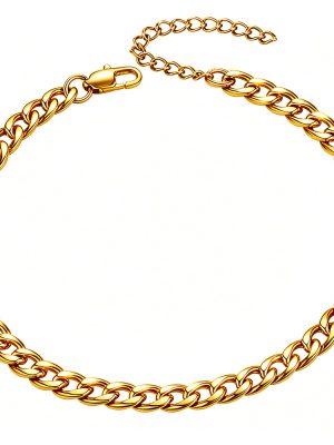 Stainless Steel Cuban Link Chain Men's Necklace Hip Hop Thick Chain All-Match Basic Choker Adjustable Extension Chain