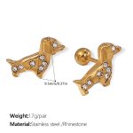 color: EH981WEG White Rhinestone Gold Stud Earrings