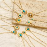 Stainless Steel SUNFLOWER Devil's Eye All-Match Necklace Female Lock Advanced Turquoise Clavicle Chain Pendant