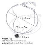color: SL76 Black Resin Crystal Sprout Steel Color Bracelet