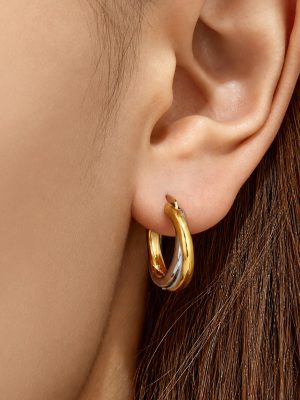 Geometric Gold Earrings Stainless Steel 316L Simple and Exaggerated Ring Earrings Earrings for Women