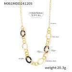 color: M061-Gold Snow Leopard Print Sweater Chain