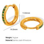 color: EH600 Green Rhinestone Gold Earrings