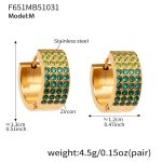 color: F651-Green Color Zircon Earrings -Medium