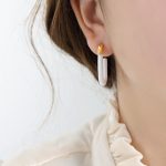 color: F936-White Enamel Gold Earrings