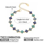 color: TXE533-Blue Color Zircon Gold Bracelet 16.5+5cm