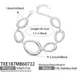 color: TXE187-Cutout Oval Steel Color Bracelet -18+5cm