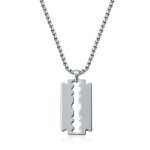 color: Fully Polished Blade Pendant Necklace Steel Color
