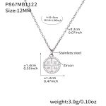color: P367-Round Diameter 12mm Steel Color Necklace 41+5cm