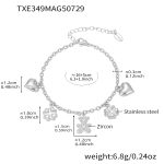 color: TXE349-Steel Color Bear Zircon Bracelet 16+5cm