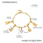 color: E599-Gold Zircon Multi-charm Bracelet 16+4cm
