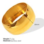 color: SZ125G30-60 Polished Bangle Width 30mm Inner Diameter 60mm-Gold