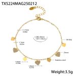 color: TXS224-Gold Heart White Zircon Anklet