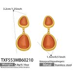 color: TXF553-Gold Orange Glass Stone Earrings