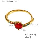 color: A977-Gold Red Zircon Ring / size: US 7