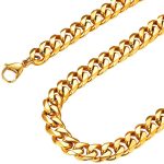 3/5/7/9mm Stainless Steel Six-Sided Grinding Cuban Link Chain Necklace Steel/Gold/Black/45cm-70 All-Match Necklace