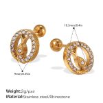 color: EH1025WEG White Rhinestone Gold Stud Earrings