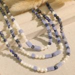 New Design Necklace Natural Stone round Beads Retro Long Chain Clavicle Chain Temperament Street Essential