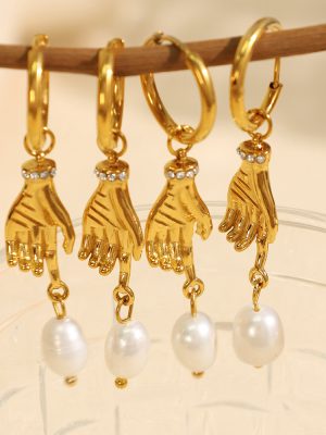 New Freshwater Pearl Exquisite Design Lattice Fine Jewelry on New Earrings