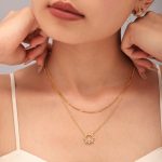 Ornament Small Sunflower CNC Inlaid Zircon Super Flash Necklace Bracelet Stainless Steel Temperament New Suit