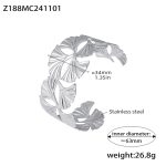 color: Z188-Steel Color Ginkgo Leaf Open Bangle