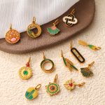 New All-Match Jewelry Accessories Retro National Trend Geometric Multi-Shape Contrast Color Pendant