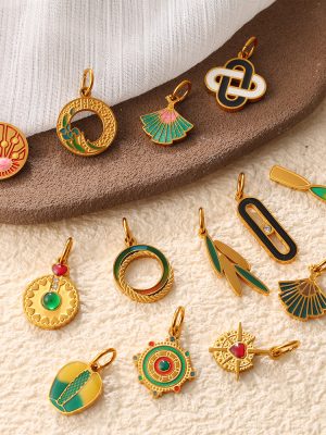 New All-Match Jewelry Accessories Retro National Trend Geometric Multi-Shape Contrast Color Pendant