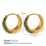 color: EH818GNGL Green Rhinestone Large Gold Earrings