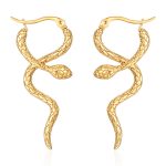 Retro Personalized Stainless Steel Snake Earrings Women's Elegant Long Earrings