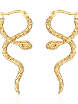 Retro Personalized Stainless Steel Snake Earrings Women's Elegant Long Earrings