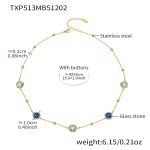 color: TXP513-Mixed Blue Glass Stone Gold Necklace 42+5cm