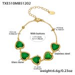color: TXE510-Green Color Faceted Stone Gold Bracelet 16.5+5cm