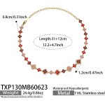 color: TXP130-Red Color Zircon Gold Necklace -31+12cm