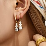 Electroplated Zircon Earrings Light Luxury and Simplicity Female Accessories Earrings Do Not Fade Real Gold