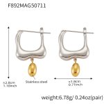 color: F892-Two-tone Steel Earrings