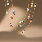 Natural Stone Necklace Bracelet Stainless Steel 18K Gold Plating Non-Fading Personalized Jewelry Suit