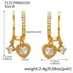 color: F1327-Gold Heart Earrings
