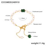 color: E555-Freshwater Pearl Emerald Bracelet