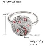 color: A975-Steel Color Pink Zircon Ring / size: US 7