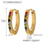 color: F1710-Gold Mixed Colors Zircon Earrings