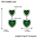 color: TXF510-Green Color Faceted Stone Steel Color Earrings