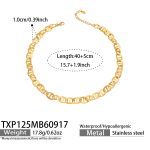 color: TXP125-Box Link Chain Embossed Gold Necklace -40+5cm