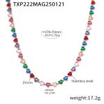 color: TXP222-Steel Color Multicolor Zircon Necklace