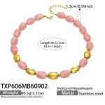 color: TXP606-Pink Color Resin Gold Necklace -46.5+5cm