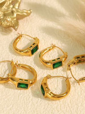 New Classic Style Artistic Vintage Zircon Exquisite Women's Earrings Stainless Steel Gold Plated 18K Design