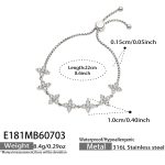 color: E181-Four-petal Flower Zircon Steel Color Bracelet -22cm