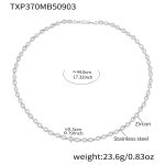 color: TXP370-Steel Color 8 Letter Zircon Necklace 44cm